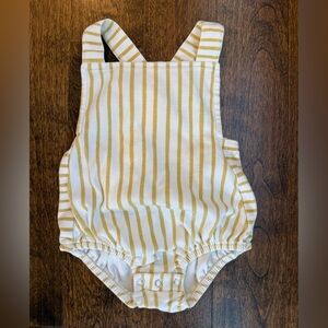 Pehr Criss-Cross Bubble Overalls in Stripes Away Yellow (3-6 months)